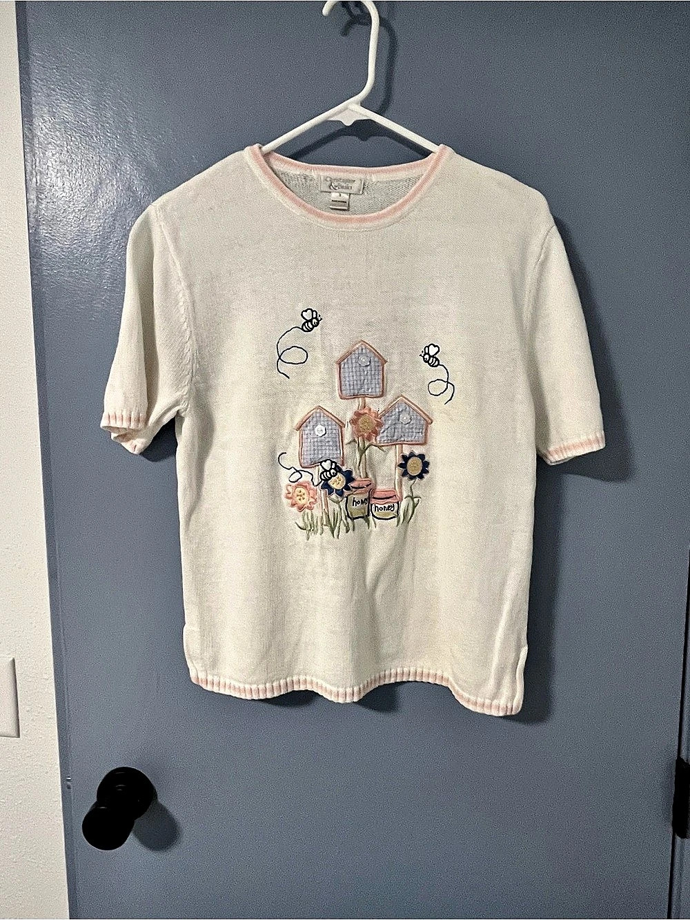 Christopher & Banks Embroidered Birdhouse Sweater *see pics for neckline wear